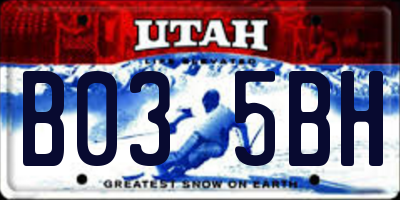 UT license plate B035BH