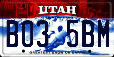 UT license plate B035BM