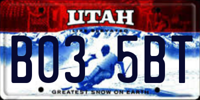 UT license plate B035BT