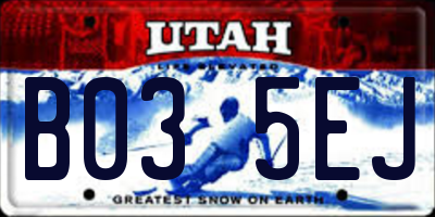 UT license plate B035EJ