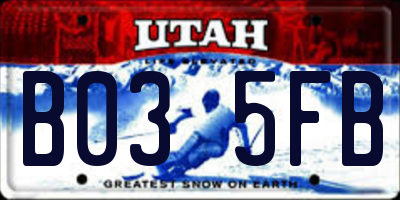 UT license plate B035FB