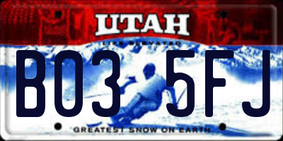 UT license plate B035FJ