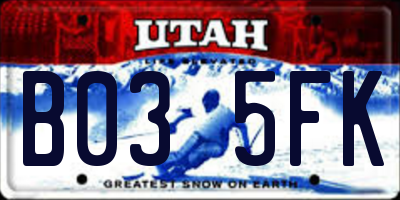 UT license plate B035FK