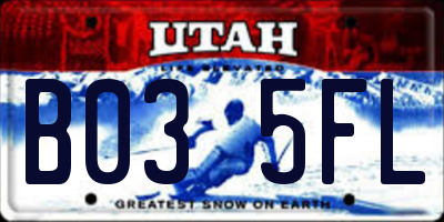 UT license plate B035FL