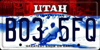 UT license plate B035FQ