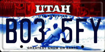 UT license plate B035FY