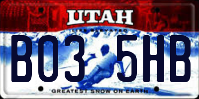 UT license plate B035HB