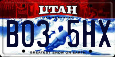 UT license plate B035HX