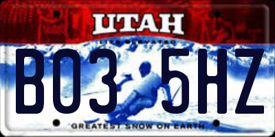 UT license plate B035HZ