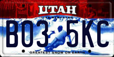 UT license plate B035KC