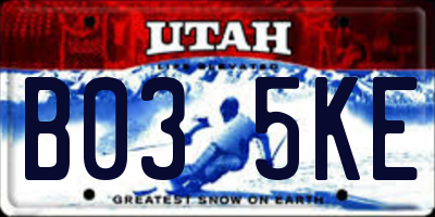 UT license plate B035KE