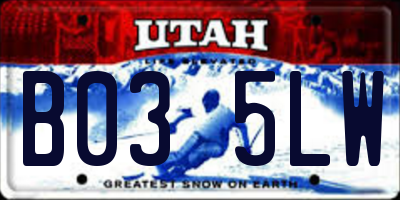 UT license plate B035LW