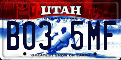 UT license plate B035MF