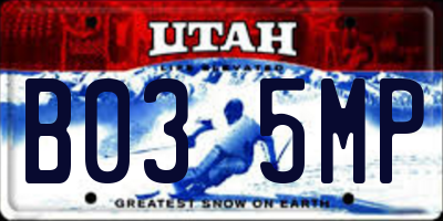 UT license plate B035MP