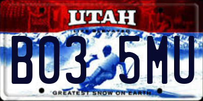 UT license plate B035MU