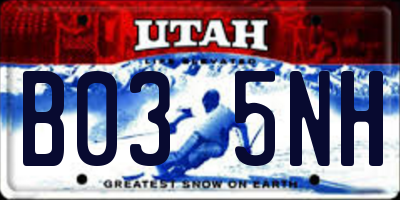 UT license plate B035NH