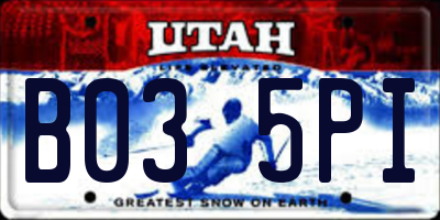 UT license plate B035PI