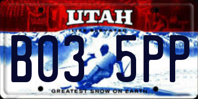 UT license plate B035PP