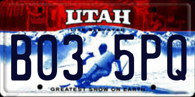UT license plate B035PQ