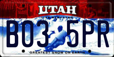 UT license plate B035PR