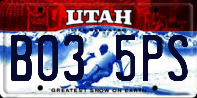 UT license plate B035PS