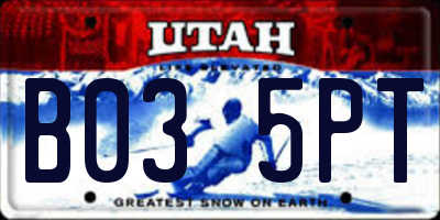 UT license plate B035PT