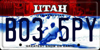 UT license plate B035PY