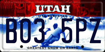 UT license plate B035PZ