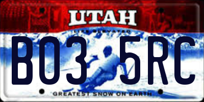 UT license plate B035RC