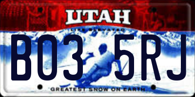 UT license plate B035RJ