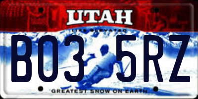 UT license plate B035RZ