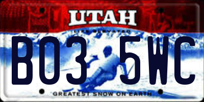 UT license plate B035WC