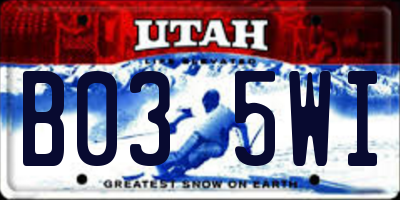 UT license plate B035WI
