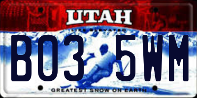 UT license plate B035WM