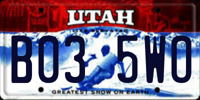 UT license plate B035WO