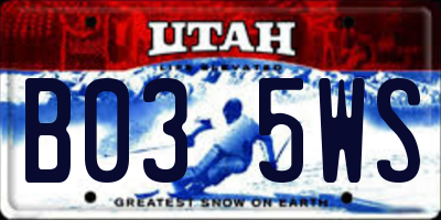 UT license plate B035WS