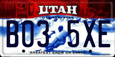 UT license plate B035XE