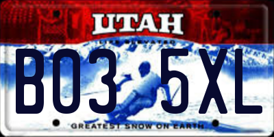 UT license plate B035XL
