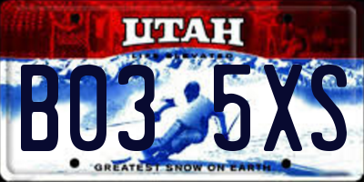 UT license plate B035XS