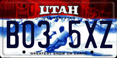 UT license plate B035XZ