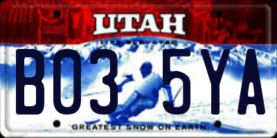 UT license plate B035YA