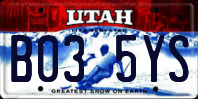 UT license plate B035YS