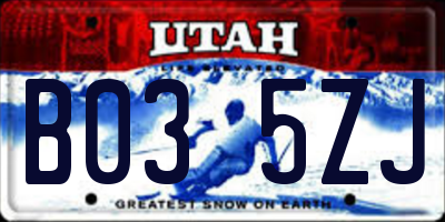 UT license plate B035ZJ
