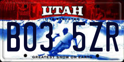 UT license plate B035ZR