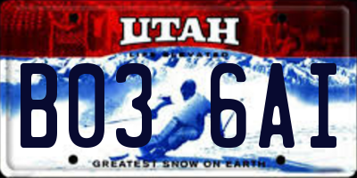 UT license plate B036AI