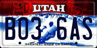 UT license plate B036AS