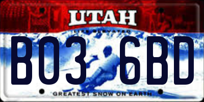 UT license plate B036BD