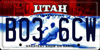 UT license plate B036CW