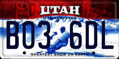 UT license plate B036DL