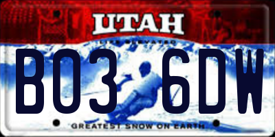 UT license plate B036DW